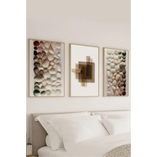 Voba Store 3 Parça Taş ve Cam Temalı Çerçeve Görünümlü Modern Mdf Tablo Seti -136