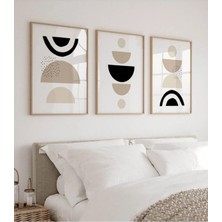 Voba Store Voba 3 Parça Soyut Çerçeve Görünümlü Mdf Baskı Tablo Seti -Yeni