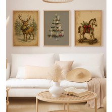 Voba Store 3 Parça Yılbaşı Konseptli Çerçeve Görünümlü Mdf Tablo Seti -120