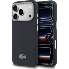 iPhone 17 Pro Kılıf Lacoste Lisanslı M-Safe Özellikli Pvc Ikonik Timsah Dokuma Logolu Kapak Lacivert