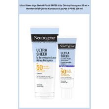 Neutrogena Ultra Sheer Age Shield Fluid SPF50 Yüz Güneş Koruyucu 50 ml + Nemlendirici Güneş Koruyucu Losyon SPF50 200 ml