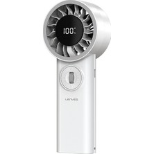 Lenyes LHF18 Dijital LED Göstergeli Yüksek Hızlı Portatif Soğutucu El Fanı Beyaz