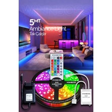 Gunkes Şerit LED 5 Metre Animasyonlu Tak Çalıştır Kumandalı Trafolu Rgb Şerit Işık Aydınlatma Parti LED WN1144