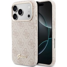 iPhone 17 Pro Uyumlu Kılıf Guess Lisanslı M-Safe Özellikli Script Yazı Logolu 4g Desenli Kapak Pembe