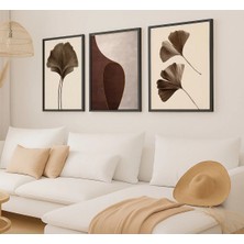 Voba Store 3 Parça Siyah Çerçeve Görünümlü Modern Mdf Tablo Seti 86-1