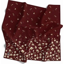 Violla Kristal Çıtır Çiçek Desenli Bordo Renkli 90X90 Eşarp (Ipek Içermez) Kenar Dikiş Şekli El Dikişli