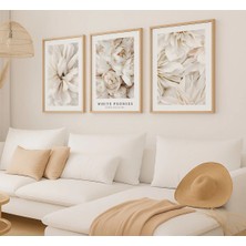 Voba Store 3 Parça Çiçek Temalı Çerçeve Görünümlü Mdf Tablo Seti -95
