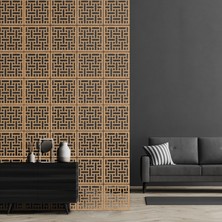 Makta ® Perde Paravan | Lazer Kesim Ahşap Sarkıt Seperatör, 4'lü Panel Levha Seti