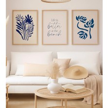 Voba Store 3 Parça Yazı Temalı Minimalist Çerçeve Görünümlü Mdf Tablo Seti-77-1