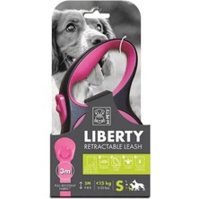 M-Pets Liberty Otomatik Köpek Gezdirme Kayışı Şerit 3mt Pembe Small