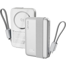 Lenyes PW1019D Pd 45W Qi2 Teknolojili Type-C Kablolu Wireless Powerbank 25W 10000MAH Gümüş