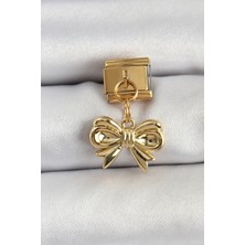 Youday Accessories 316L Çelik Sallantılı Fiyonk Model Gold Renk Charm