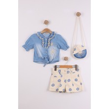 Joy Kids Kız Çocuk Vintage Rahat Takım (3-6yaş) (Mavi-Krem)