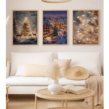 Voba Store 3 Parça Çerçeve Görünümlü Yılbaşı Temalı Mdf Tablo Seti -129