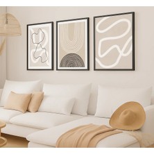 Voba Store 3 Parça Mdf Soyut Çerçeve Görünümlü Tablo Seti 84-1