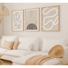 Voba Store 3 Parça Çerçeve Görünümlü Soyut Mdf Tablo Seti -85-1