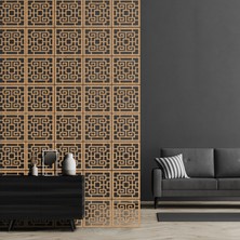 Makta ® Perde Paravan | Lazer Kesim Ahşap Sarkıt Seperatör, 4'lü Panel Levha Seti