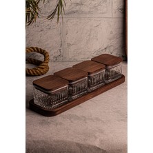 PremiumPort Çok Amaçlı Ahşap ve Cam Kahvaltılık Seti, 5 Parça, 230 ml
