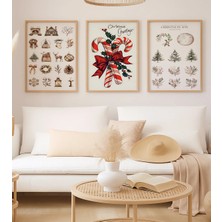 Voba Store 3 Parça Yılbaşı Temalı Çerçeve Görünümlü Mdf Tablo Seti