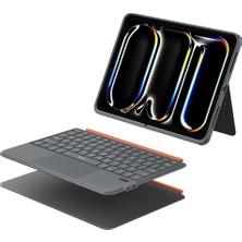 iPad Air 11 2024 Uyumlu Wiwu MK-005 Combo 3in1 Kalem Bölmeli Klavyeli Standlı Kılıf Gri