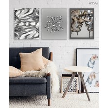 Voba Store 3 Parça Modern Gri Tablo