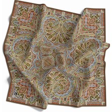Violla Kristal Şal Desenli Sütlükahverengi Renkli 90X90 Eşarp (Ipek Içermez) Kenar Dikiş Şekli El Dikişli