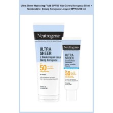Neutrogena Ultra Sheer Hydrating Fluid SPF50 Yüz Güneş Koruyucu 50 ml + Nemlendirici Güneş Koruyucu Losyon SPF50 200 ml