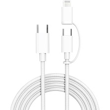 Micflip A22 2in1 Pd Type-C To Type-C + Lightning Mfı Sertifikalı Data ve Şarj Kablosu 240W 1m Beyaz