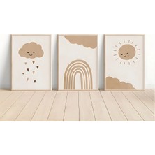 Voba Store Voba 3 Parça Çocuk Odası Minimal Çerçeve Görünümlü Mdf Tablo SETİ-888