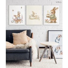 Voba Store 3 Parça Çocuk Odası Tavşan Tablo Seti