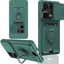 TeknoKapsül Redmi Note 13 4g Kılıf Zuma Kartvizitli Yüzüklü Silikon - Yeşil