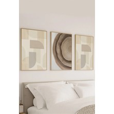 Voba Store 3 Parça Minimalis Dekoratif Mdf Çerçeve Görünümlü Tablo Seti -146