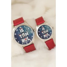 Youday Accessories Bordo Renk Deri Kordonlu Istanbul Tasarımlı Sevgili Saatleri