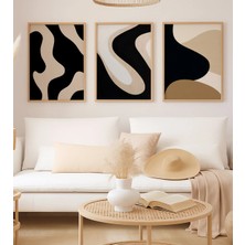 Voba Store 3 Parça Soyut Çerçeve Görünümlü Dekoratif Mdf Tablo Seti -145