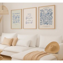 Voba Store 3 Parça Deniz Temalı Çerçeve Görünümlü Mdf Tablo Seti -79-1