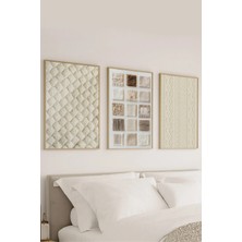 Voba Store 3 Parça Kış Yün ve Kumaş Temalı Çerçeve Görünümlü Modern Dekoratif Mdf Tablo Seti -134