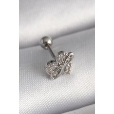 Youday Accessories 316L Çelik Gümüş Renk Zirkon Taşlı Sonsuzluk Detay Tragus Piercing