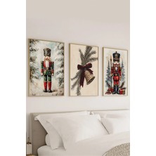 Voba Store 3 Parça Yılbaşı Kurşunasker Temalı Çerçeve Görünümlü Mdf Tablo Seti -127