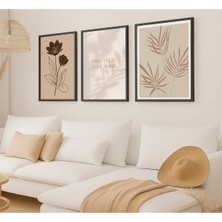Voba Store 3 Parça Siyah Çerçeve Görünümlü Mdf Tablo Seti 87-1