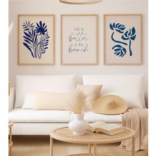 Voba Store 3 Parça Yazı Temalı Minimalist Çerçeve Görünümlü Mdf Tablo Seti-77-1