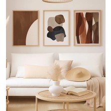 Voba Store Üçlü Modern Soyut Çerçeve Görünümlü Dekoratif Mdf Tablo Seti -147