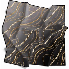 Violla Kristal Degradeli ve Zincir Desenli Füme Renkli 90X90 Eşarp (Ipek Içermez) Kenar Dikiş Şekli El Dikişli