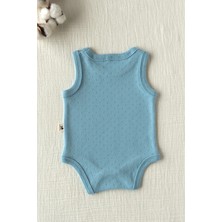 Mimu Baby %100 Pamuk Pointel Çıtçıtlı Bebek Zıbın - Mavi