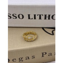 Hedef Bijuteri Gold Renk Yılan Model Zirkon Taşlı Özel Seri Ayarlanabilir Pirinç Yüzük T4