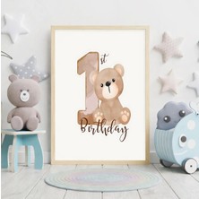 Voba Store Ayı Temalı Bir Yaş Doğumgünü Tablosu Çerçeve Görünümlü Mdf Tablo- 83