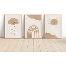 Voba Store Voba 3 Parça Çocuk Odası Minimal Çerçeve Görünümlü Mdf Tablo SETİ-888
