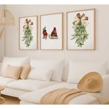 Voba Store 3 Parça Yılbaşı Çam Temalı Çerçeve Görünümlü Mdf Tablo SETİ-121
