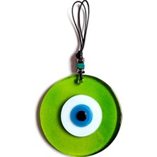 İsmiyle Al Mavi Nazar Boncuklu Şeffaf Yeşil El Yapımı Duvar Süsü