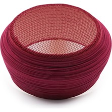 Sarıkhane Fileli Sarık – Bordo Kumaş – Bordo Takke – Yuvarlak Sarım – Fileli – 7 Metre