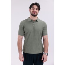 Erkek Polo Yaka Düğmeli Triko T-Shirt Günlük Rahat Kesim